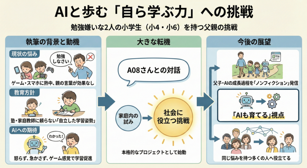 AIと歩む「自ら学ぶ力」への挑戦：勉強嫌いな子供を持つ父親の挑戦のサムネイル